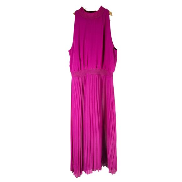 Sam Edelman Women's Sleeveless Pleated Midi Dress Size US 8 Pink - Picture 1 of 8